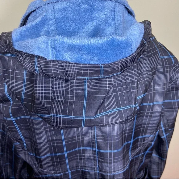 Free Country Black, Grey and Blue Plaid pattern Waterproof Rain Jacket size XL - Picture 5 of 16